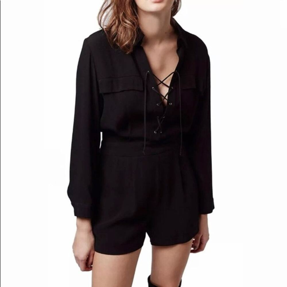 Topshop Black Lace-Up Jumpsuit Romper - size 6, brand new!